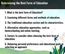 Determining the Best Form of Education