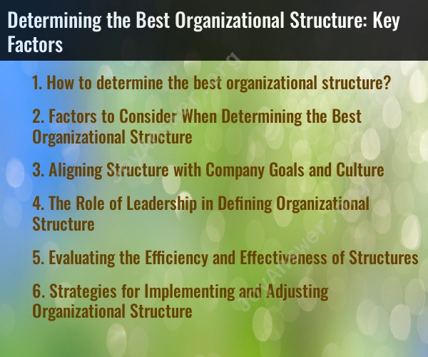 Determining the Best Organizational Structure: Key Factors - JoyAnswer.org