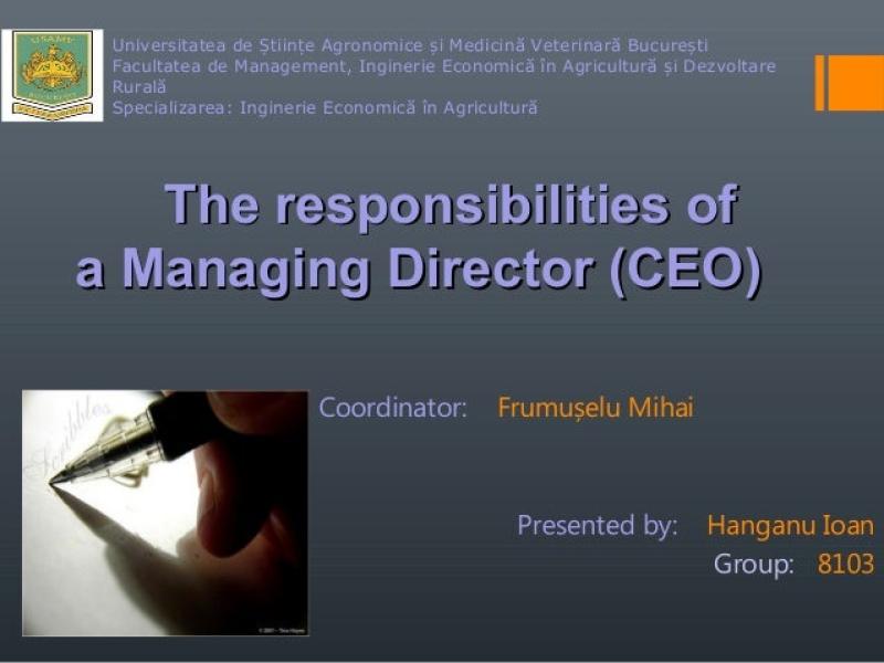 Duties and Responsibilities of a Managing Director