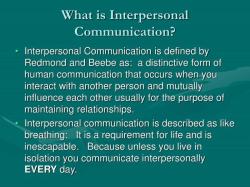 Elements of Interpersonal Relationships
