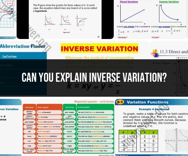 Explanation of Inverse Variation in Mathematics