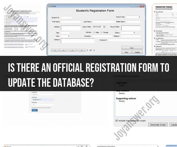 Exploring Official Database Update Registration Forms