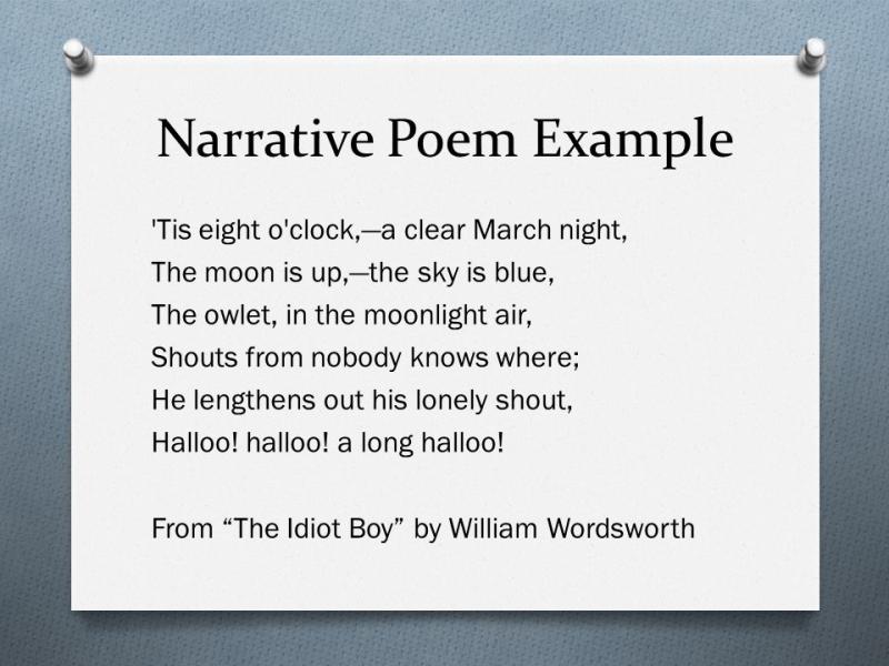 Exploring Short Narrative Poems: An Example