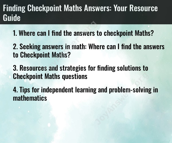 Finding Checkpoint Maths Answers: Your Resource Guide