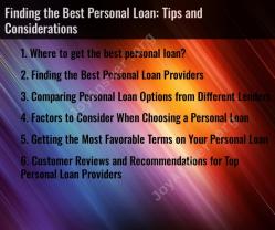 Finding the Best Personal Loan: Tips and Considerations