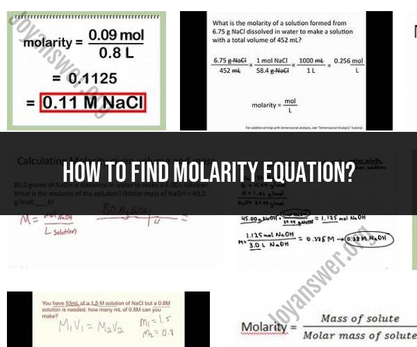 Finding the Molarity Equation: Basic Concepts