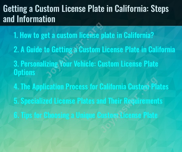 Getting a Custom License Plate in California: Steps and Information