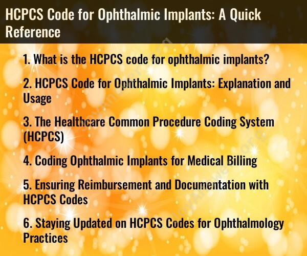HCPCS Code for Ophthalmic Implants: A Quick Reference