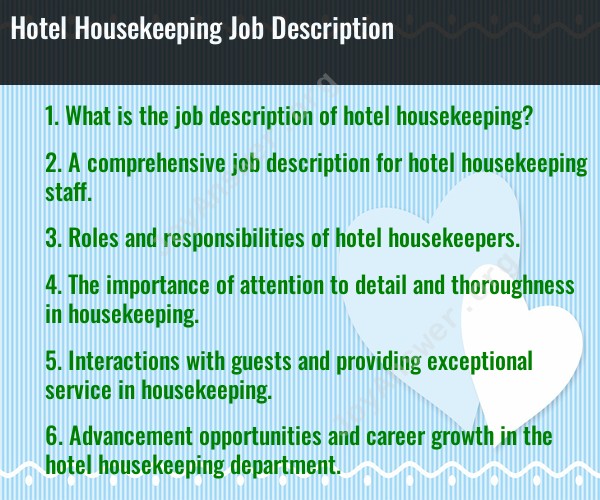 Hotel Housekeeping Job Description