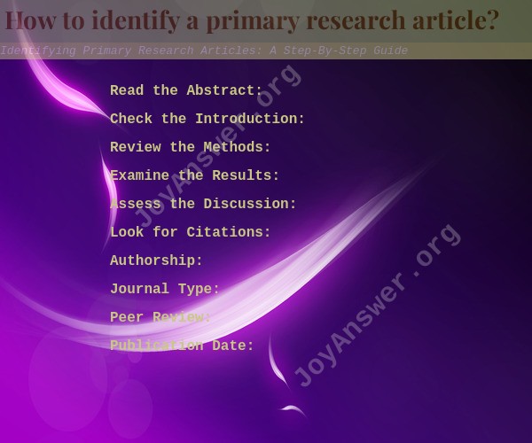 Identifying Primary Research Articles: A Step-By-Step Guide