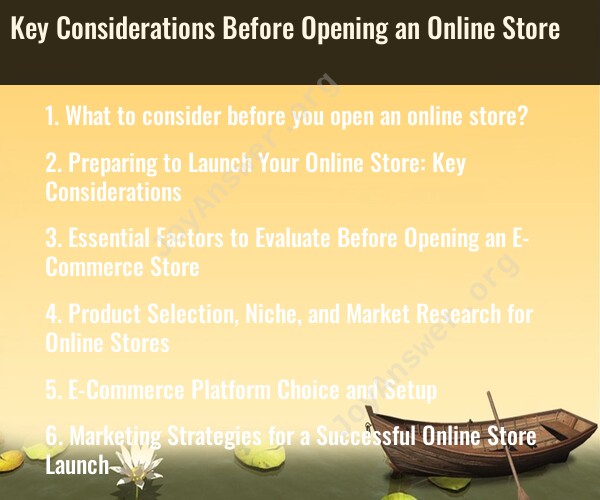 Key Considerations Before Opening an Online Store