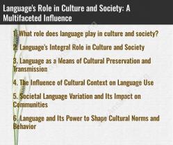 Language's Role in Culture and Society: A Multifaceted Influence