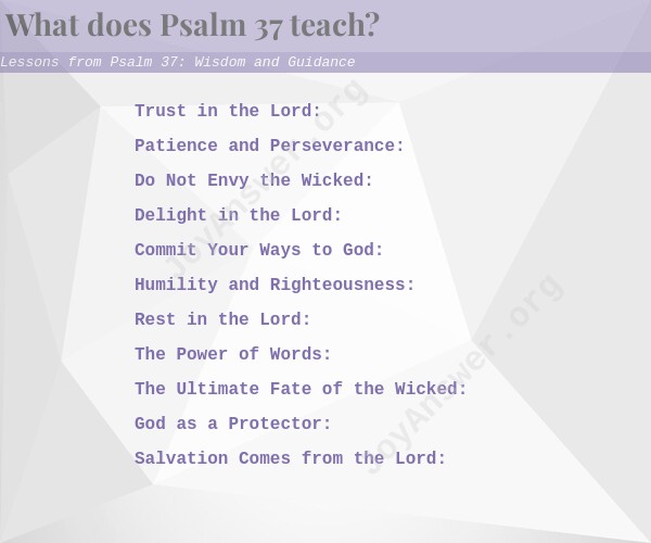 Lessons from Psalm 37: Wisdom and Guidance