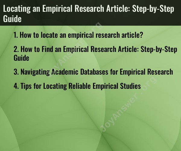 Locating an Empirical Research Article: Step-by-Step Guide