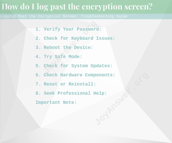 Logging Past the Encryption Screen: Troubleshooting Guide