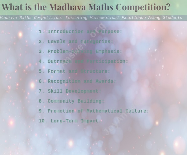 Madhava Maths Competition: Fostering Mathematical Excellence Among Students