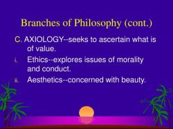 Major and Minor Branches of Philosophy