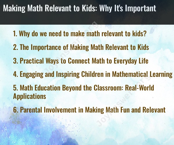 Making Math Relevant to Kids: Why It's Important