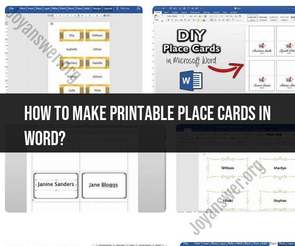 Making Printable Place Cards In Word Event Planning Tips JoyAnswer