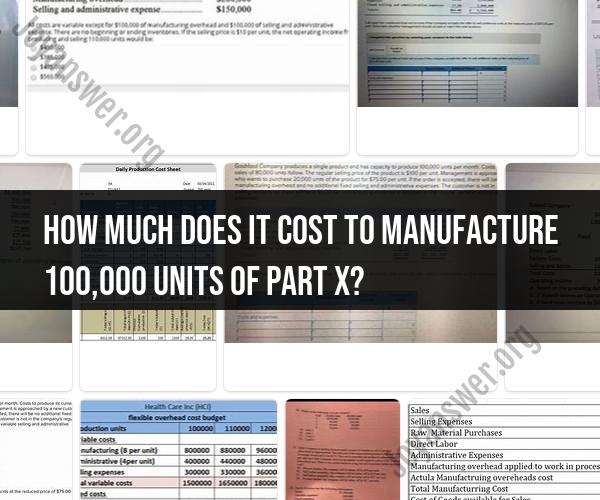 Manufacturing Cost for 100,000 Units of Part X: Production Analysis