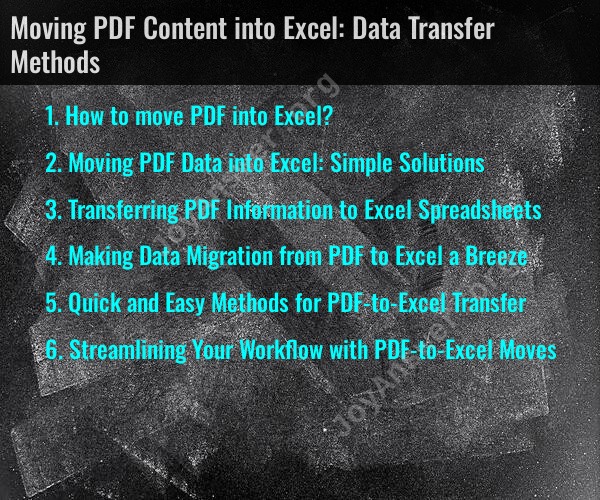 Moving PDF Content into Excel: Data Transfer Methods