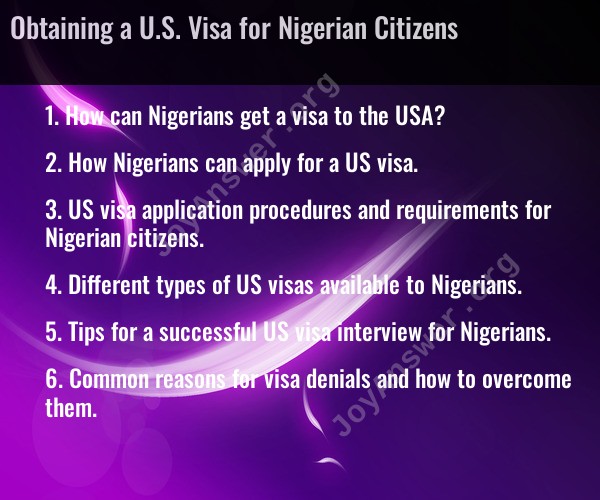 Obtaining a U.S. Visa for Nigerian Citizens