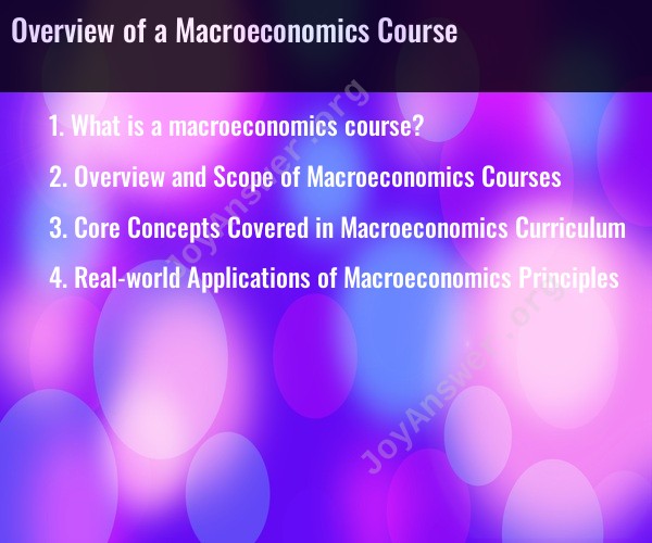 Overview of a Macroeconomics Course