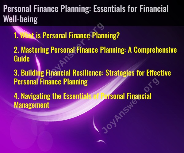 Personal Finance Planning: Essentials for Financial Well-being