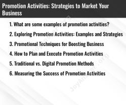Promotion Activities: Strategies to Market Your Business