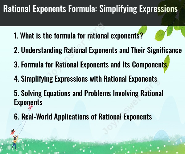Rational Exponents Formula: Simplifying Expressions