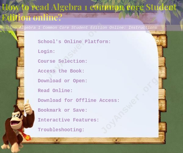 Reading Algebra 1 Common Core Student Edition Online: Instructions