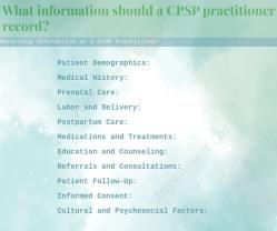 Recording Information as a CPSP Practitioner