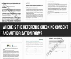 Reference Checking Consent and Authorization Form