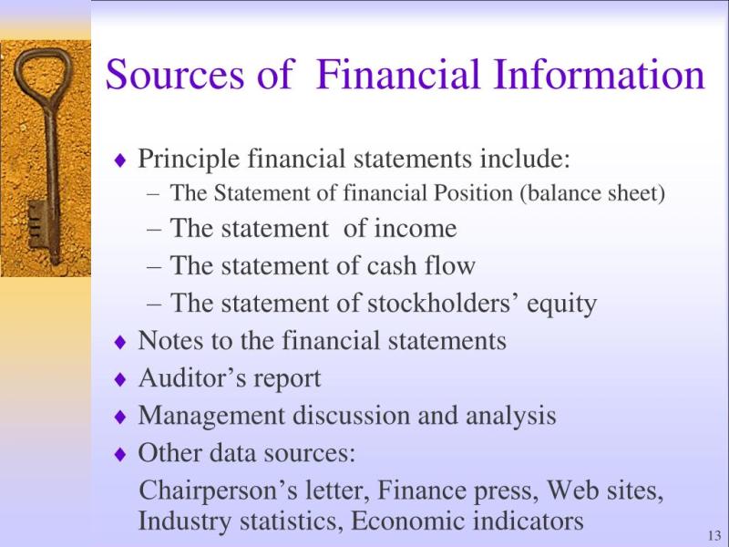 Reliable Sources for Financial Information: Information Access