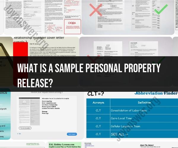 Sample Personal Property Release: Understanding the Document's Purpose