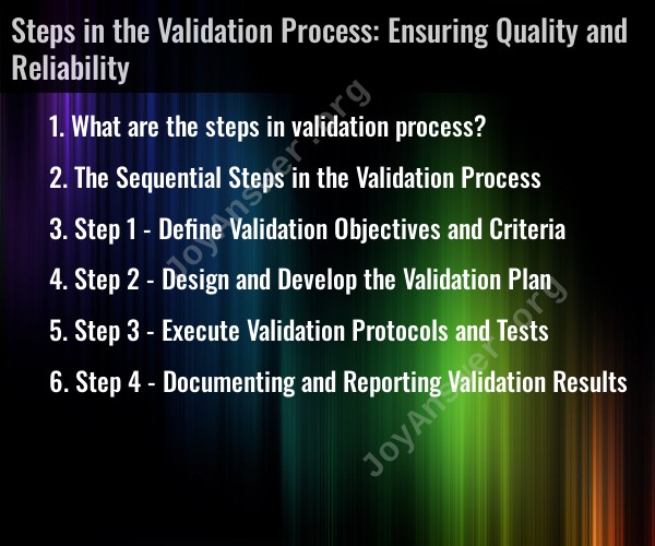 Steps in the Validation Process: Ensuring Quality and Reliability
