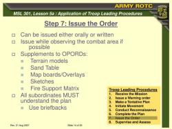 Steps in Troop Leading Procedures: Planning Process