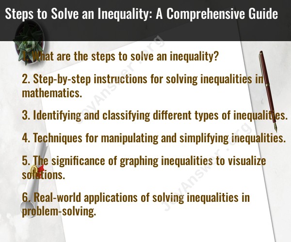 Steps to Solve an Inequality: A Comprehensive Guide