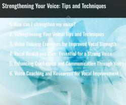 Strengthening Your Voice: Tips and Techniques