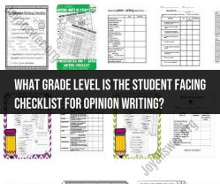 Student-Facing Checklist for Opinion Writing: Grade Level Guidance