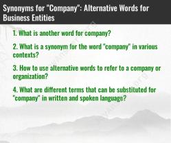 Synonyms for "Company": Alternative Words for Business Entities