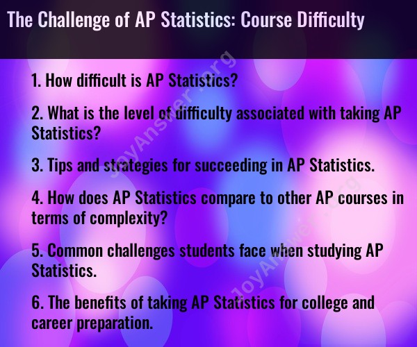 The Challenge of AP Statistics: Course Difficulty