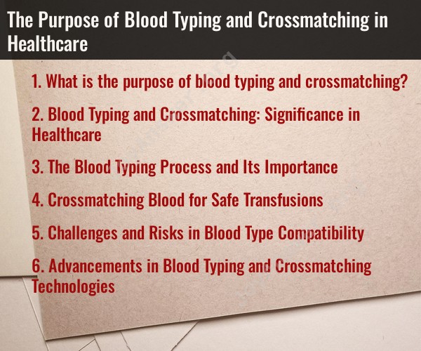 The Purpose of Blood Typing and Crossmatching in Healthcare