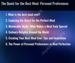 The Quest for the Best Meal: Personal Preferences