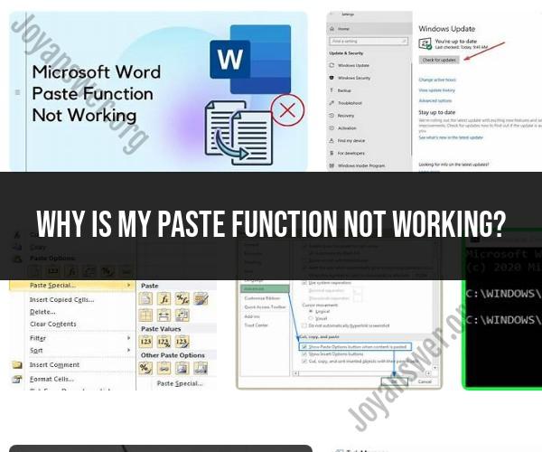 Troubleshooting Copy and Paste Issues