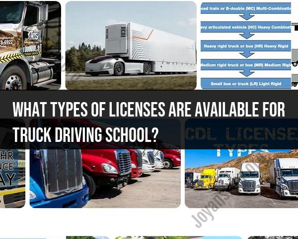 Types of Licenses Available from Truck Driving Schools