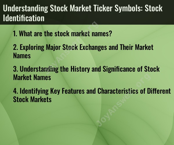 Understanding Stock Market Ticker Symbols: Stock Identification