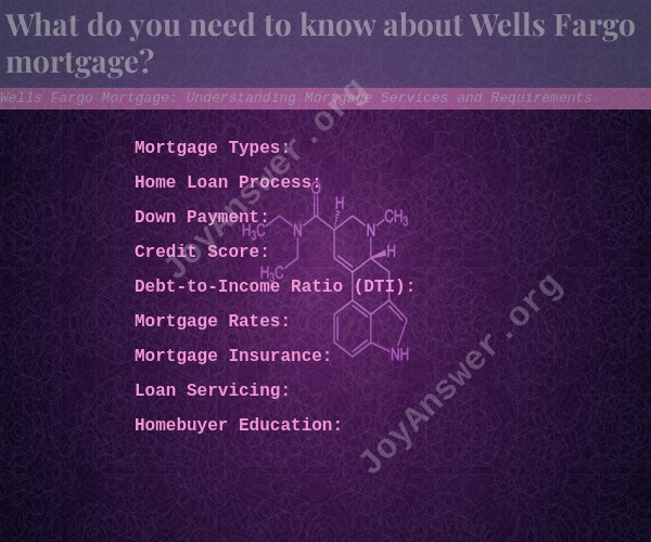 Wells Fargo Mortgage: Understanding Mortgage Services and Requirements