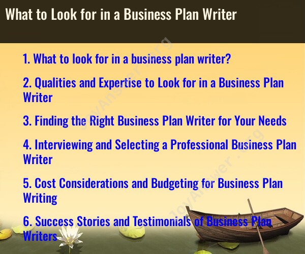 What to Look for in a Business Plan Writer
