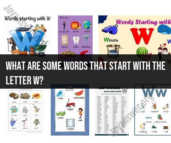 Wonderful Words: Exploring the World of "W" Vocabulary